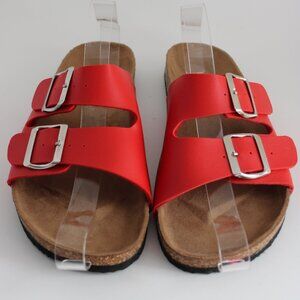 Primark Women Sandals Red SZ 9M Slip on Cork soles Casual Open Toe